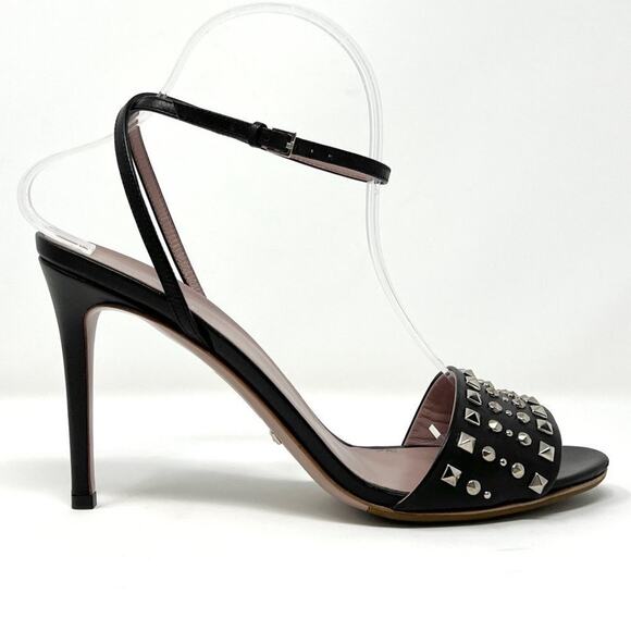 Gucci Leather Studded Ankle‑Strap Sandals Black High Heel 39.5 EU / 9- 9.5 US - Picture 3 of 9